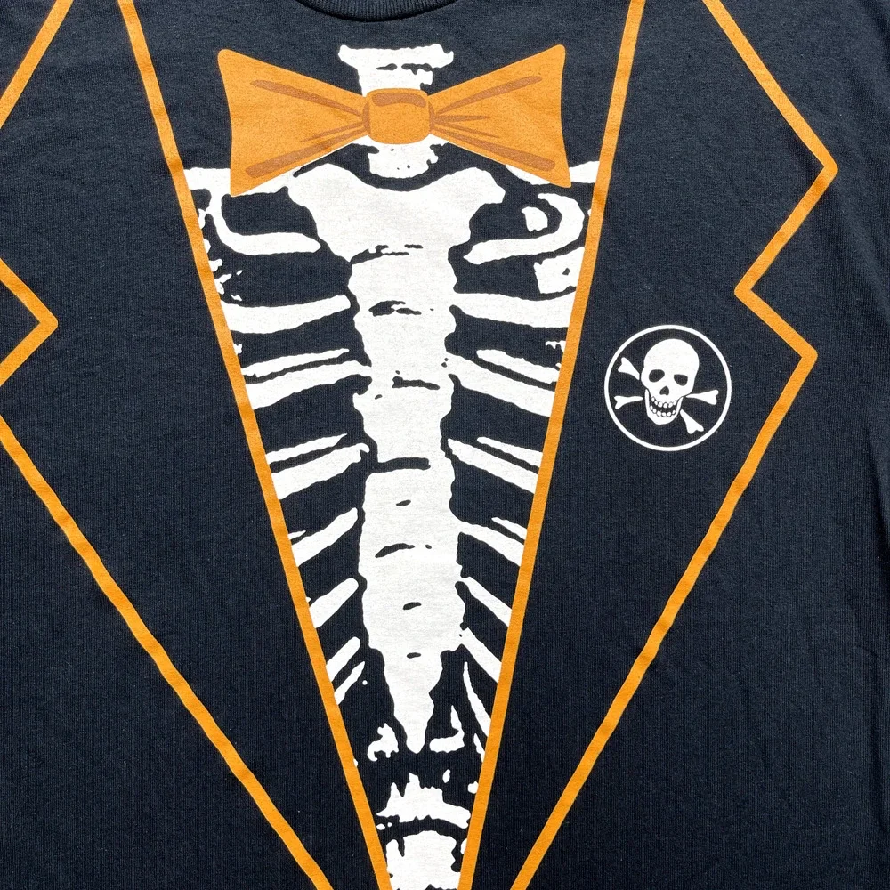 Halloween Skeleton in Suit Shirt Men Medium Pirate Bones Scary Costume Crew Neck - Picture 2 of 7